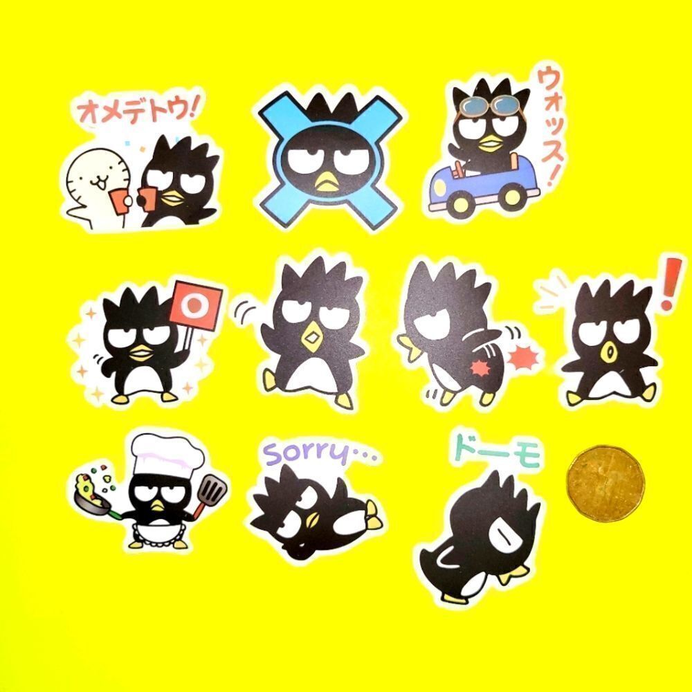 3/$20 Brand New 10x Sanrio Badtz Maru Waterproof Stickers